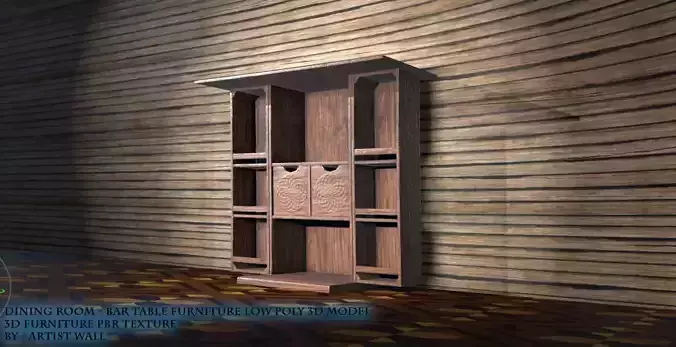 Dining Room - Bar Table Furniture Low poly 3d Model