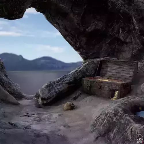 Pirate Treasure Environment Low-poly 3D model