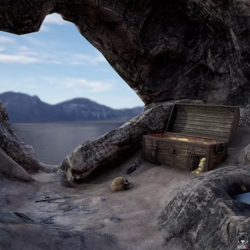 Pirate Treasure Environment Low-poly 3D model