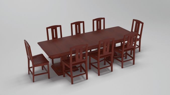 Dinnig Table With Chairs 3D model