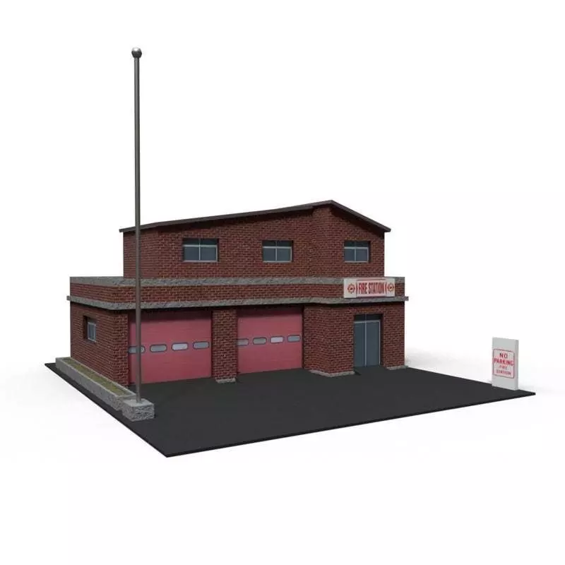 Cartoon Firestation Low-poly 3D model_0