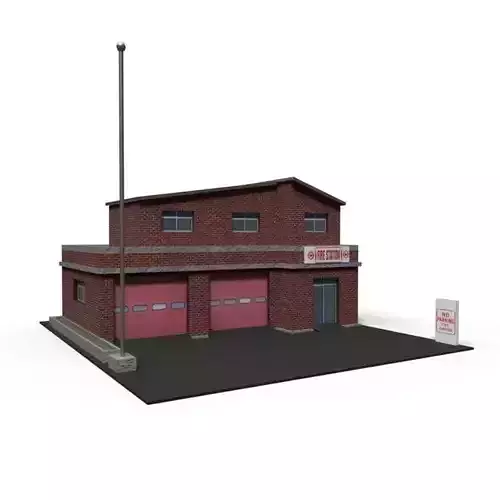 Cartoon Firestation  Low-poly 3D model
