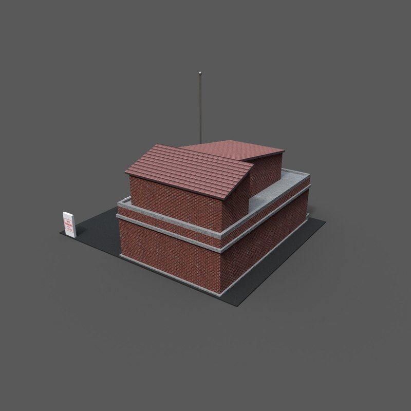 Cartoon Firestation Low-poly 3D model_9