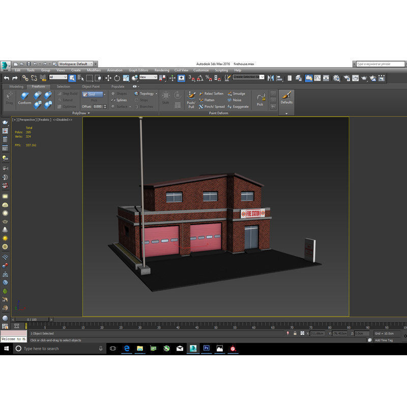 Cartoon Firestation Low-poly 3D model_7