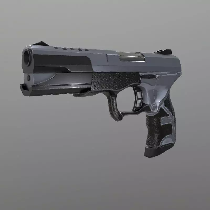Handgun Low poly gun Low-poly 3D model_0