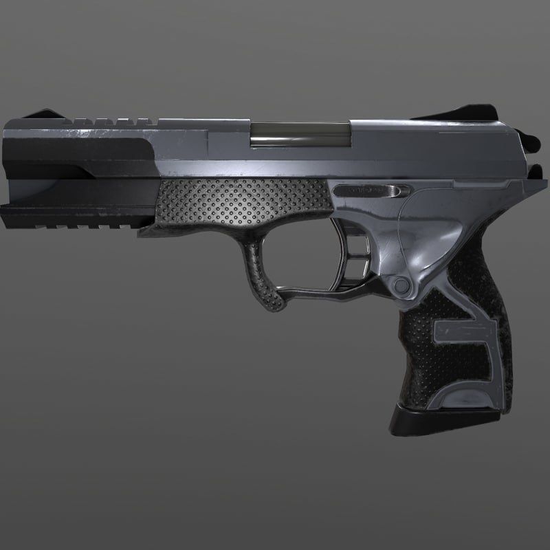 Handgun Low poly gun Low-poly 3D model_8