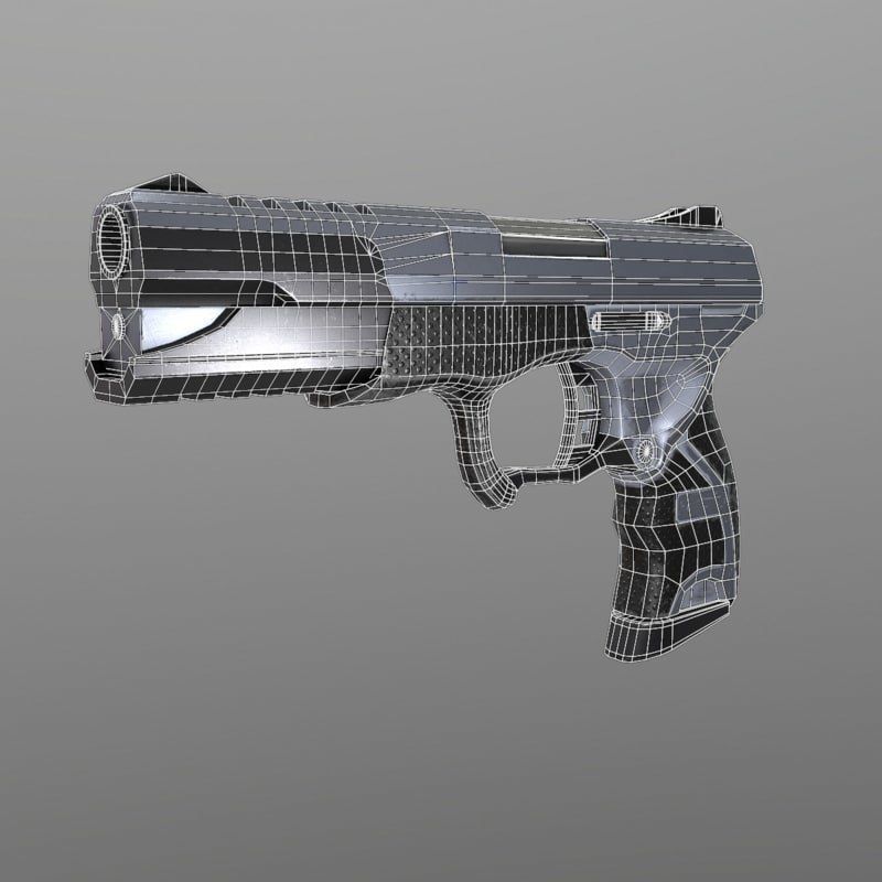 Handgun Low poly gun Low-poly 3D model_6