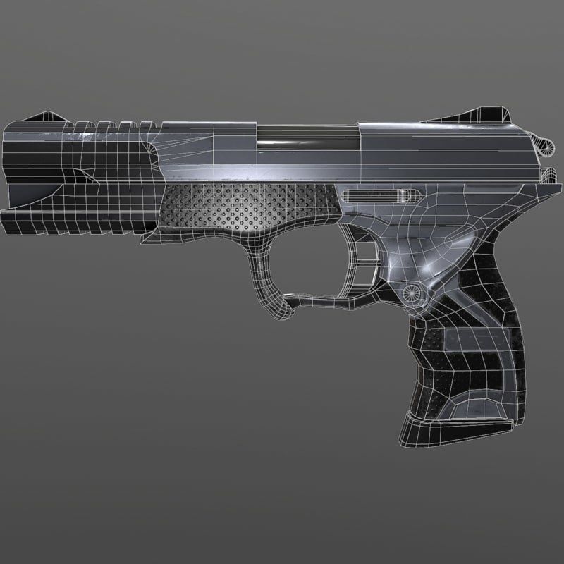 Handgun Low poly gun Low-poly 3D model_5