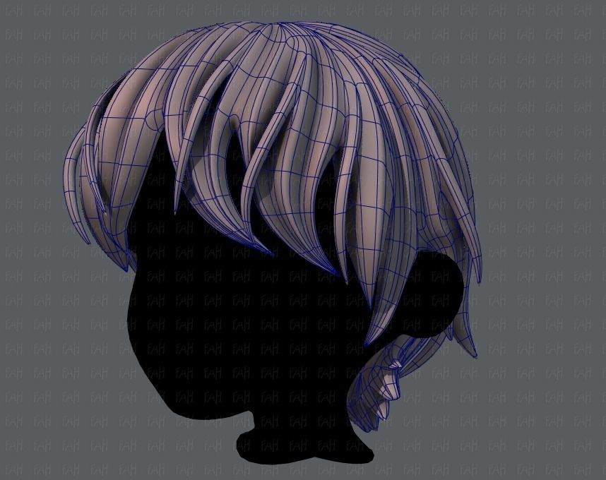 3D Hair style for boy V32 Low-poly 3D model_16