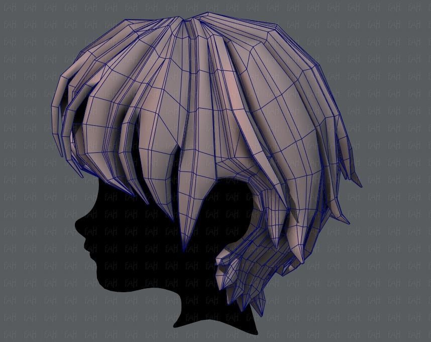 3D Hair style for boy V32 Low-poly 3D model_31