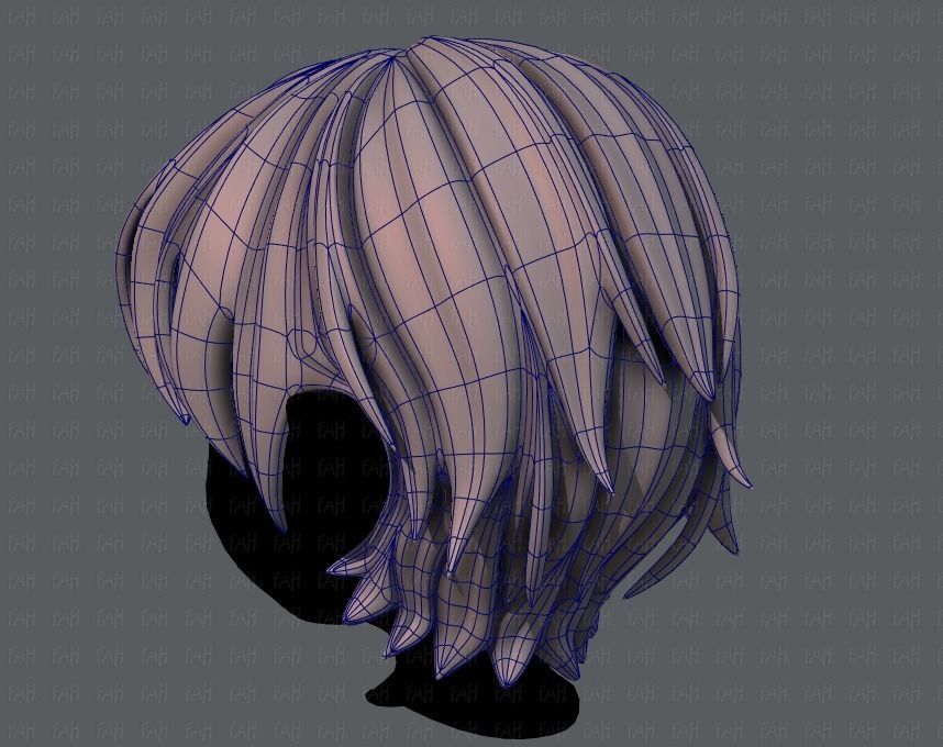 3D Hair style for boy V32 Low-poly 3D model_14