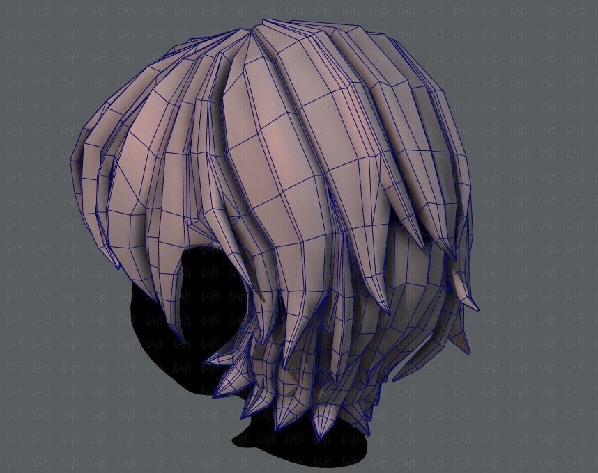 3D Hair style for boy V32 Low-poly 3D model_30