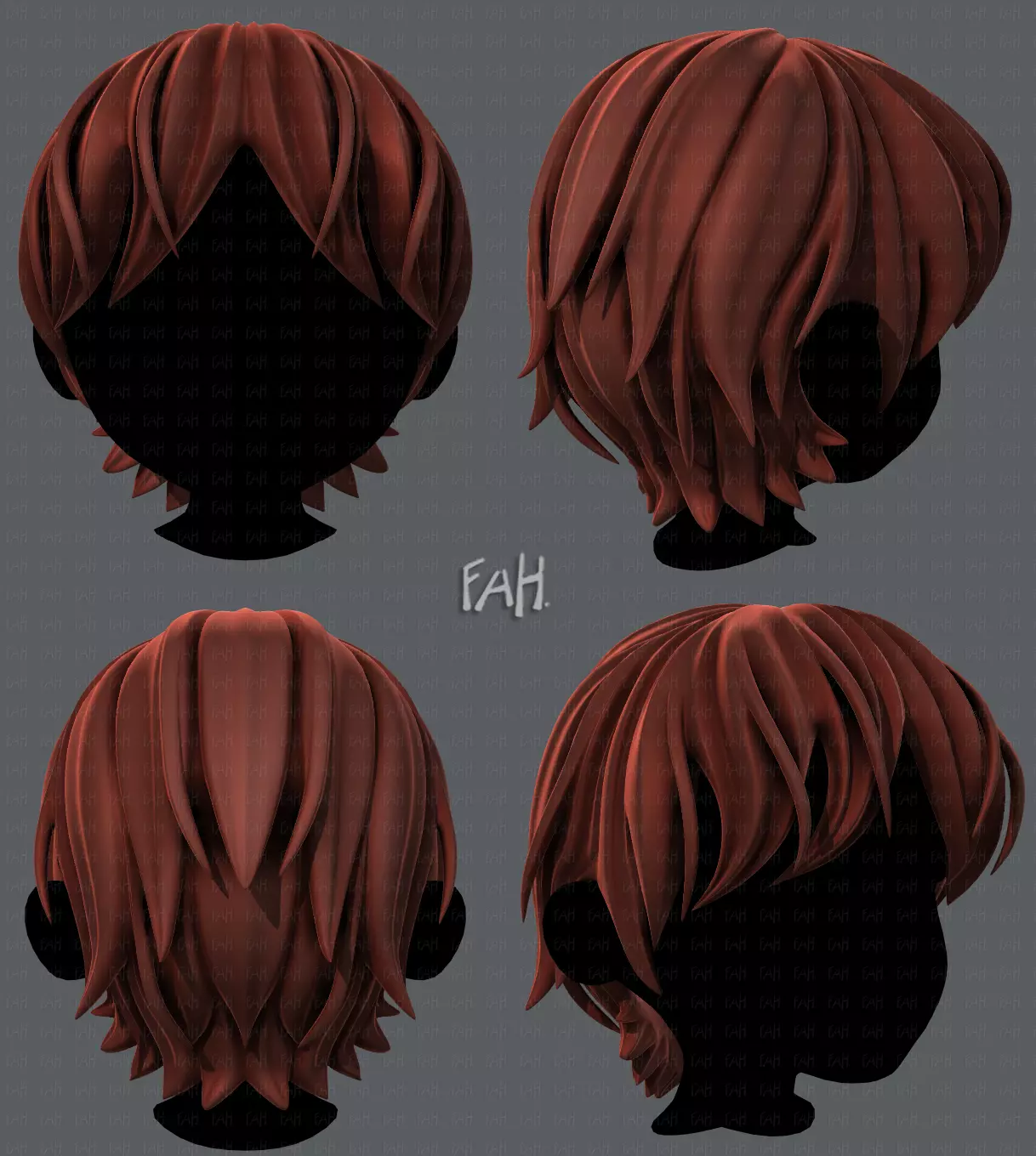 3D Hair style for boy V32 Low-poly 3D model_0