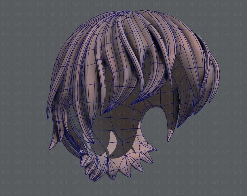 3D Hair style for boy V32 Low-poly 3D model_42
