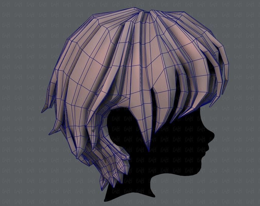 3D Hair style for boy V32 Low-poly 3D model_27