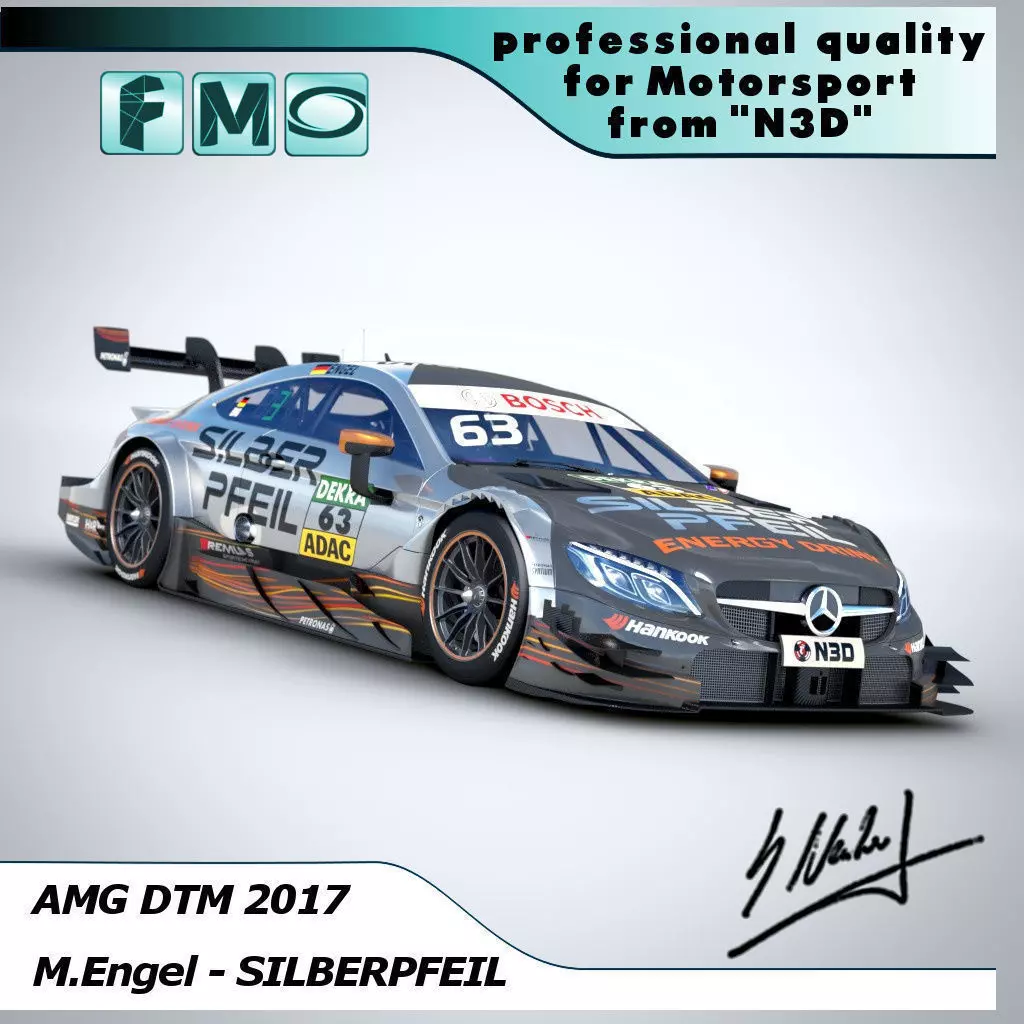 DTM AMG C63 2017 Maro Engel Silberpfeil 3D model_0