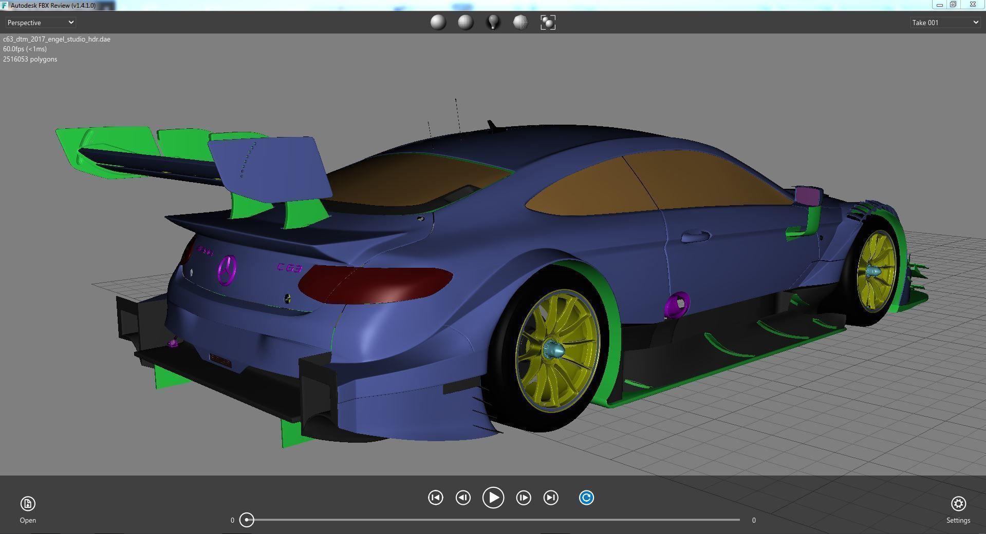 DTM AMG C63 2017 Maro Engel Silberpfeil 3D model_25