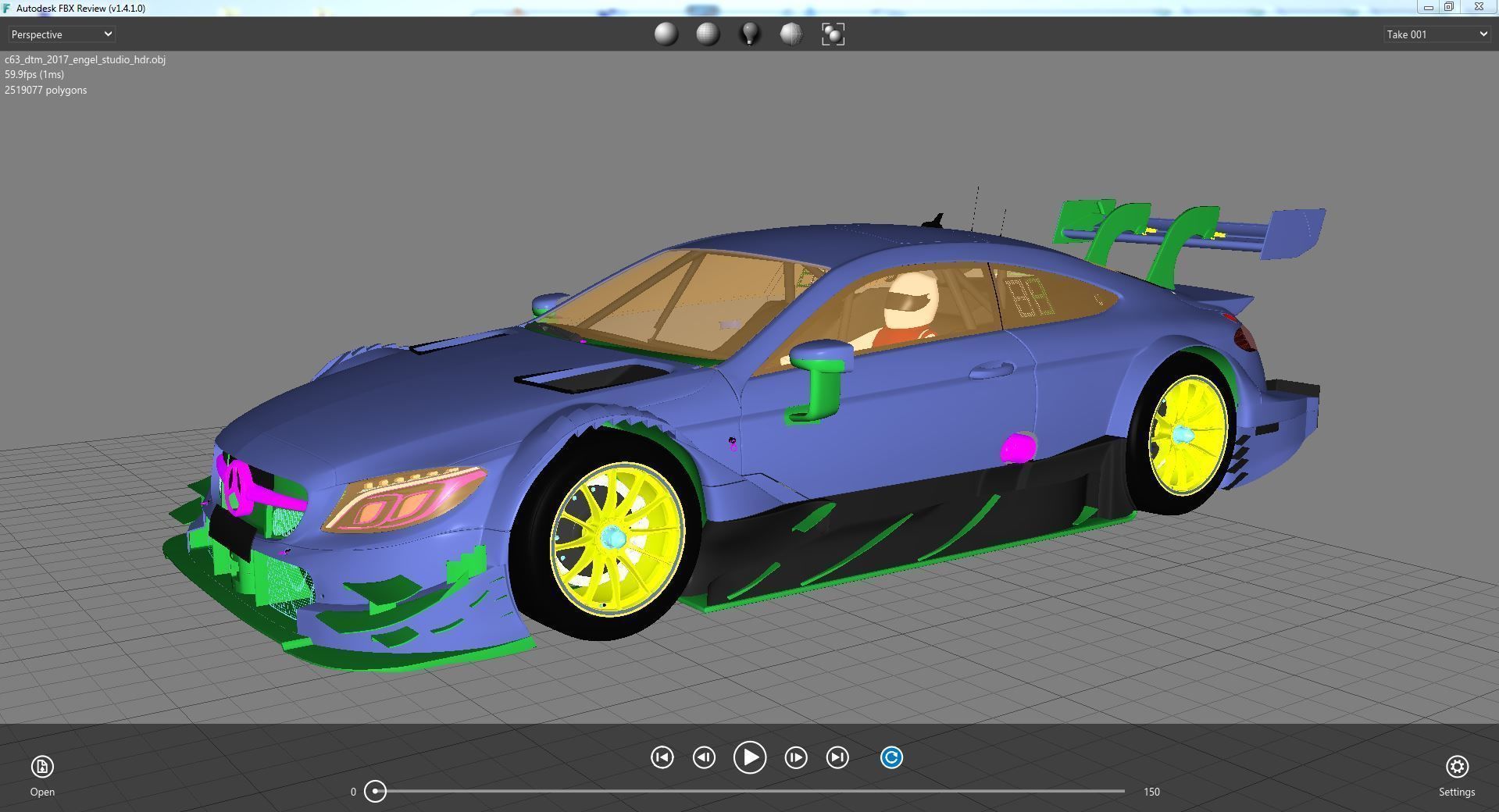 DTM AMG C63 2017 Maro Engel Silberpfeil 3D model_23