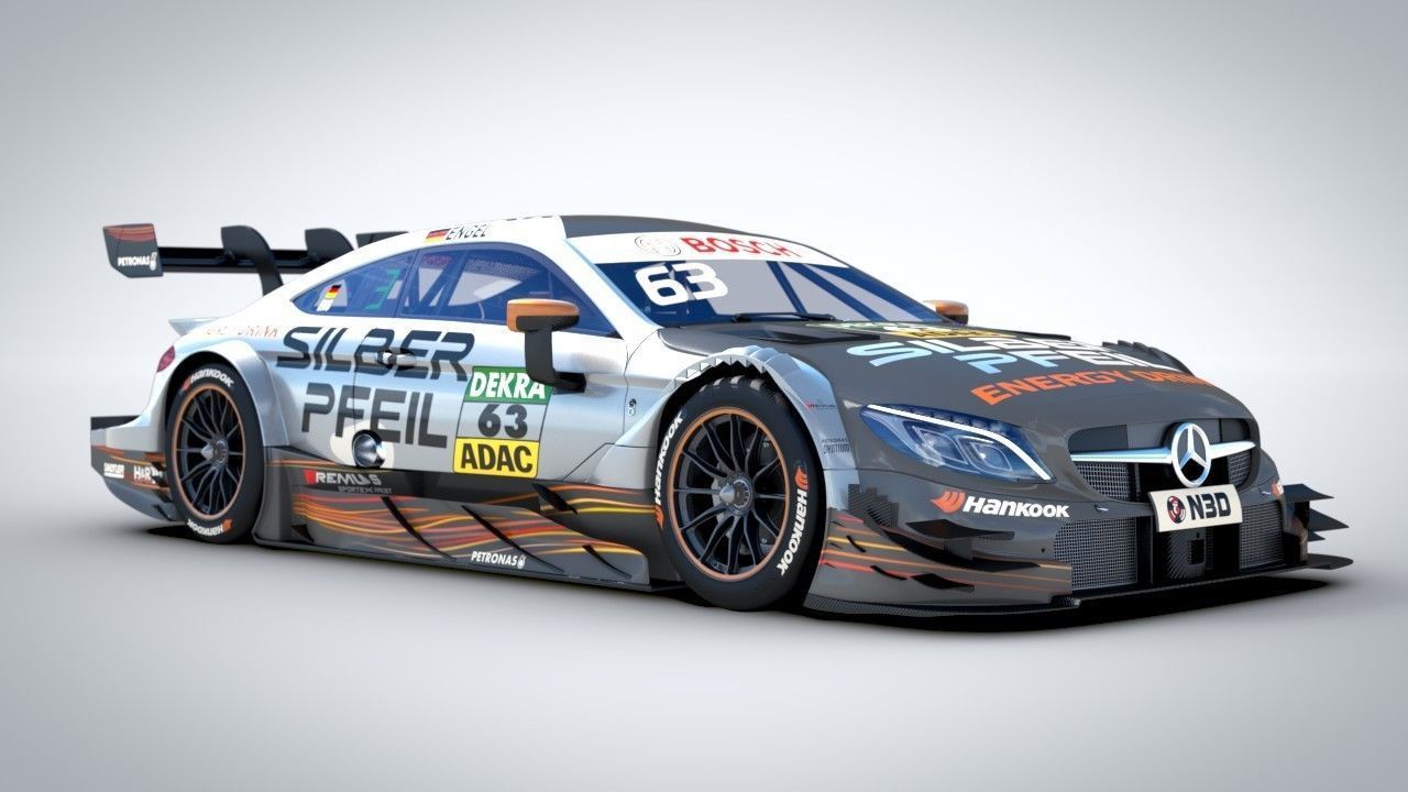 DTM AMG C63 2017 Maro Engel Silberpfeil 3D model_9