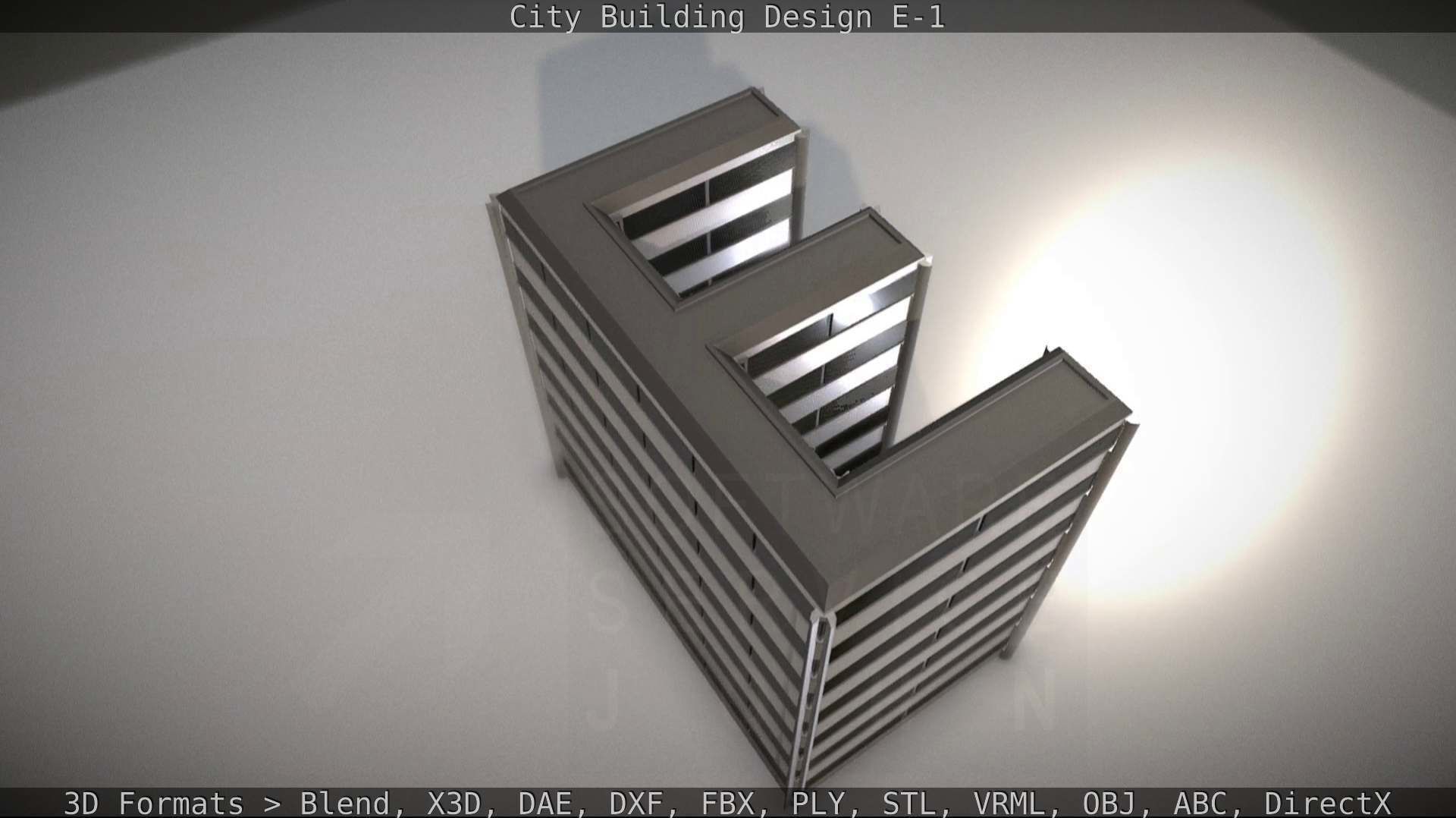 City Building Design E-1 Low-poly 3D model_32