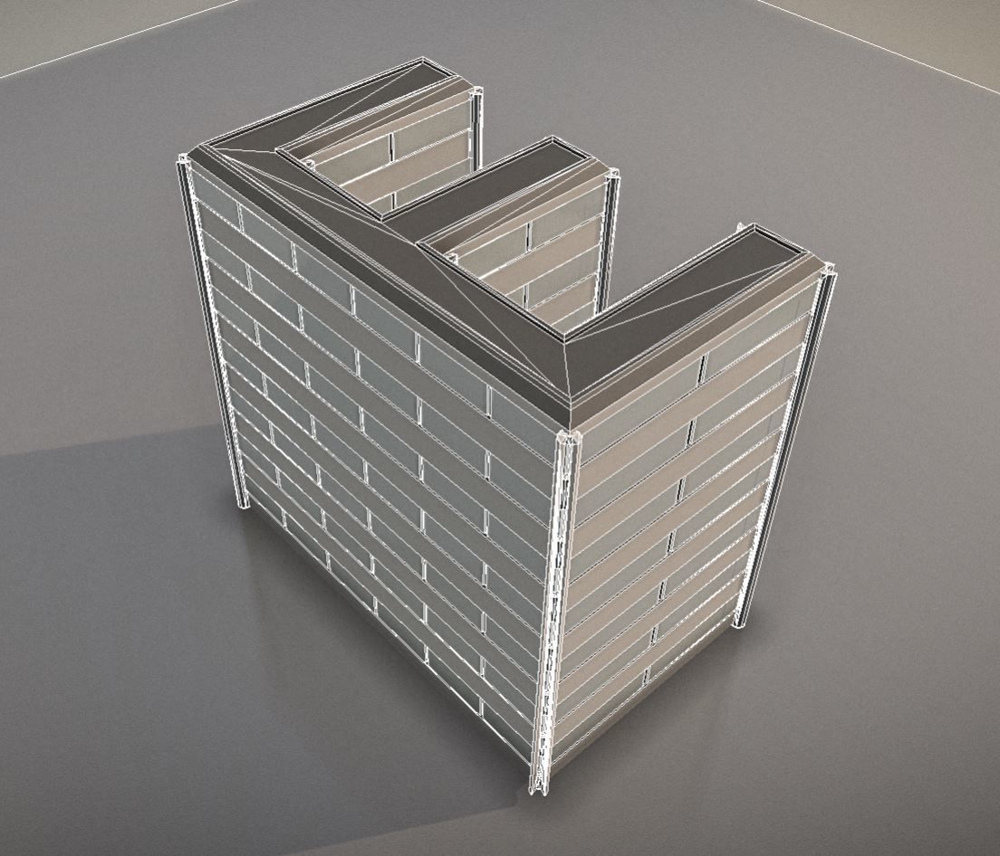 City Building Design E-1 Low-poly 3D model_3