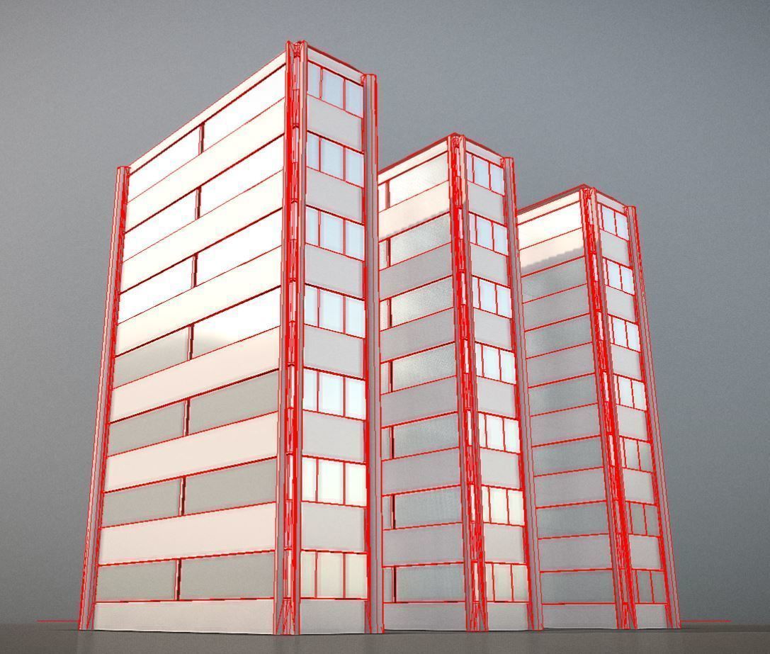 City Building Design E-1 Low-poly 3D model_4