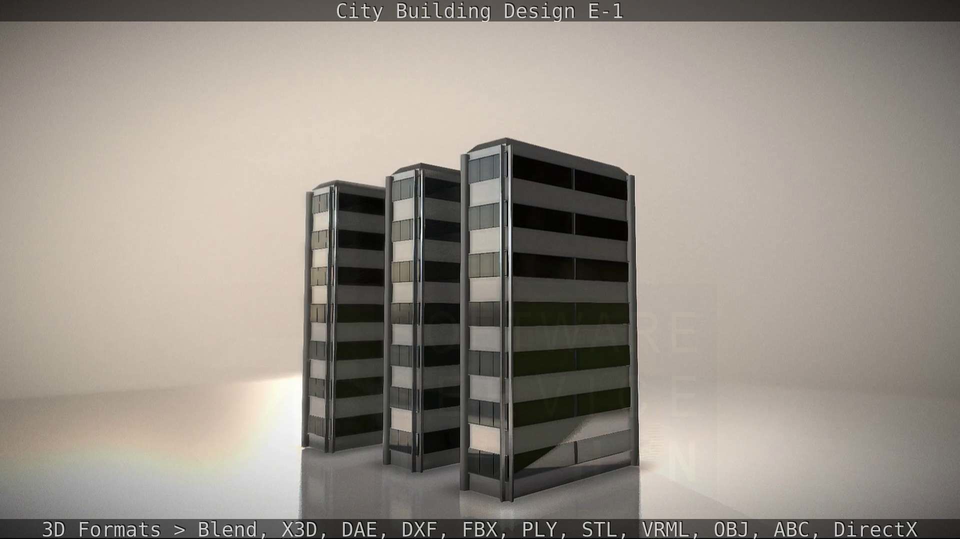 City Building Design E-1 Low-poly 3D model_6