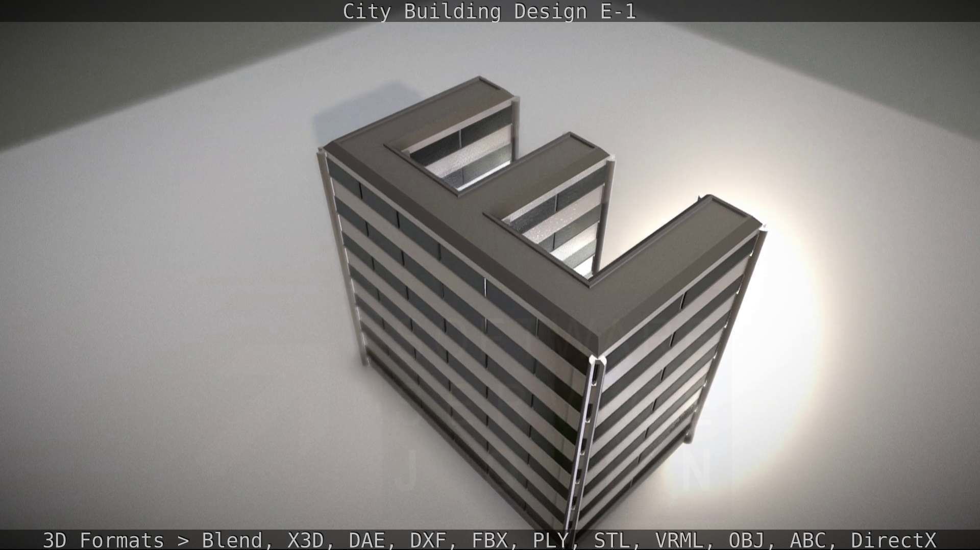 City Building Design E-1 Low-poly 3D model_28