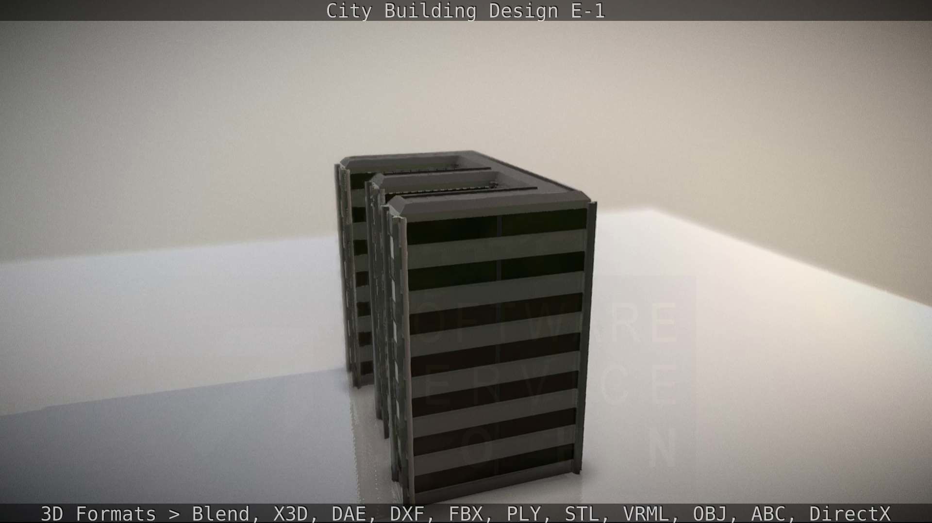 City Building Design E-1 Low-poly 3D model_13
