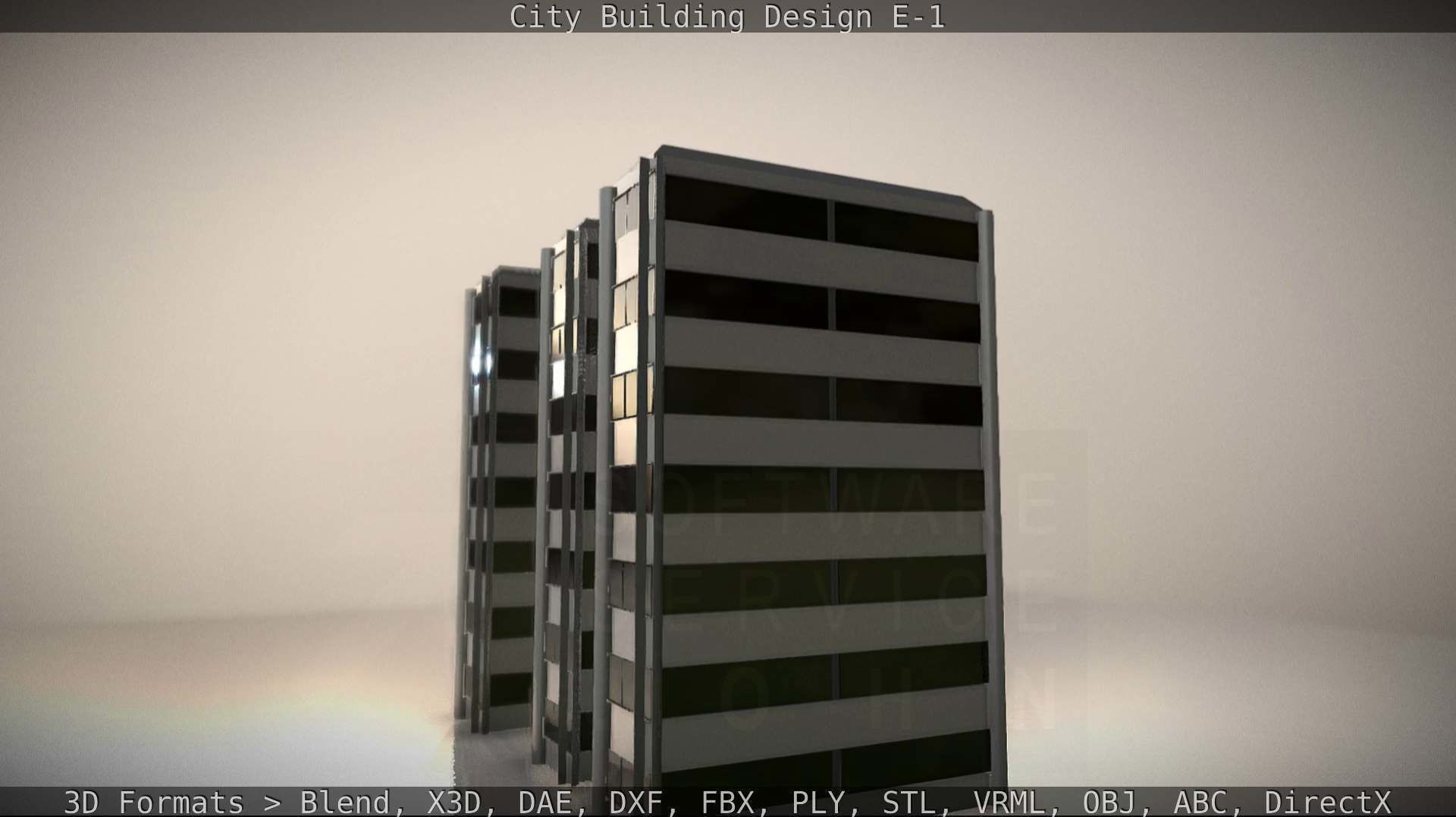 City Building Design E-1 Low-poly 3D model_61