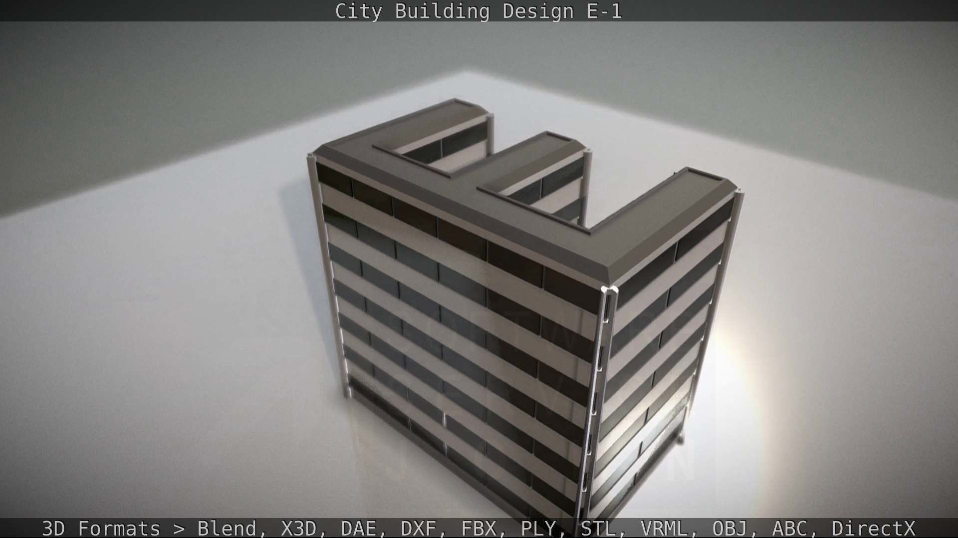 City Building Design E-1 Low-poly 3D model_30