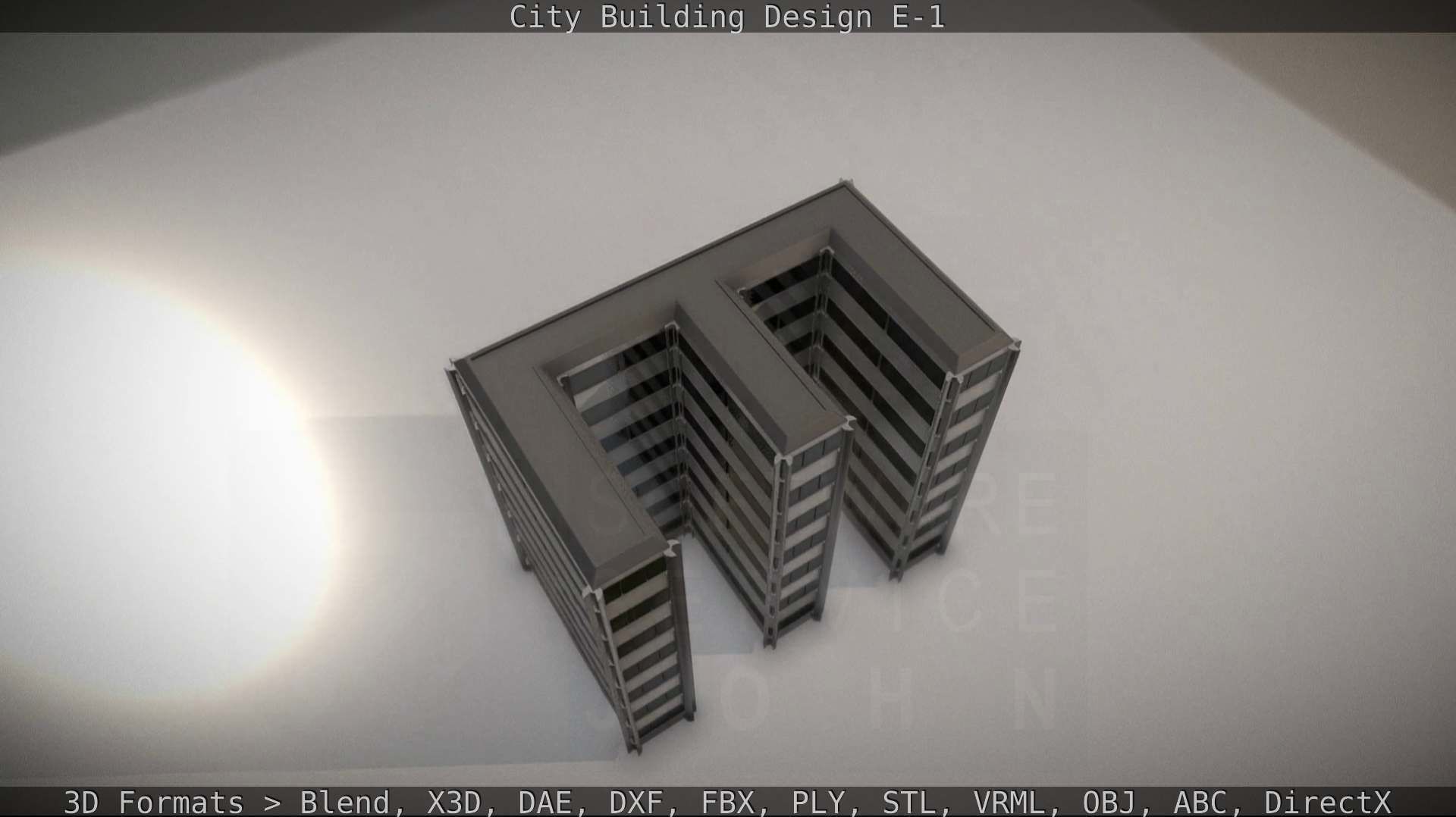 City Building Design E-1 Low-poly 3D model_17