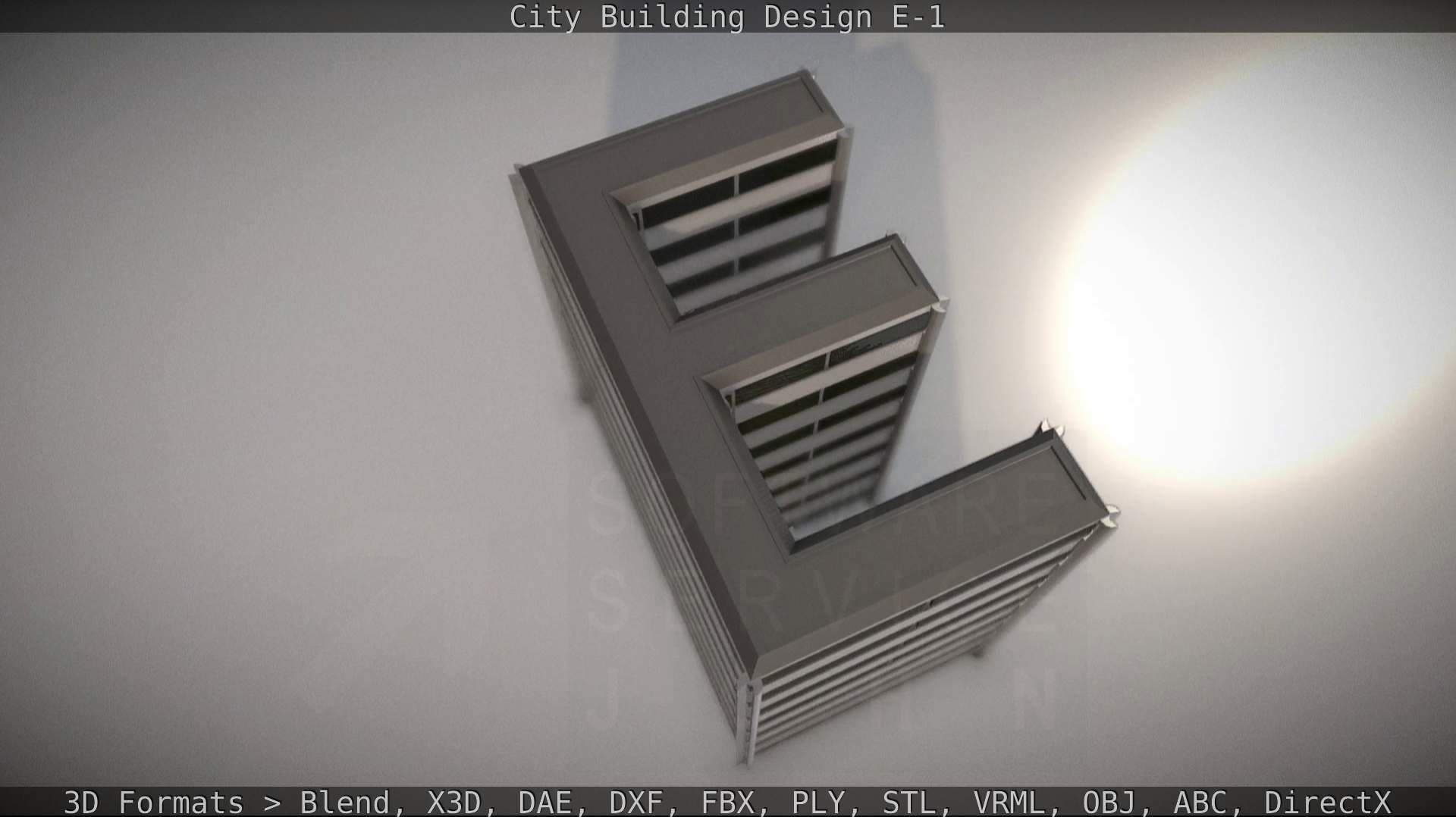 City Building Design E-1 Low-poly 3D model_33