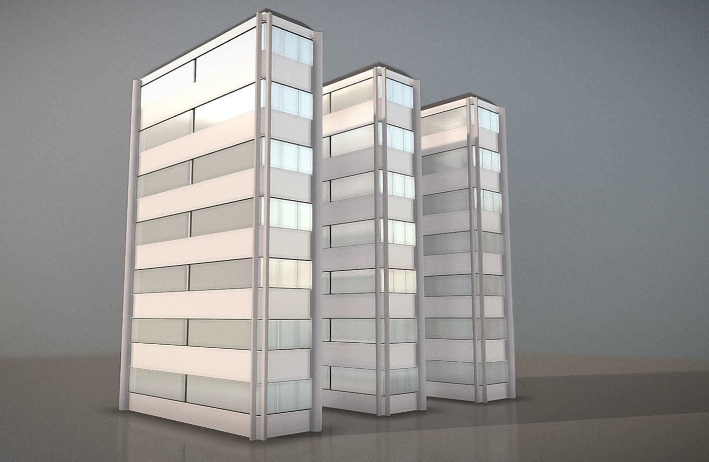 City Building Design E-1 Low-poly 3D model_2