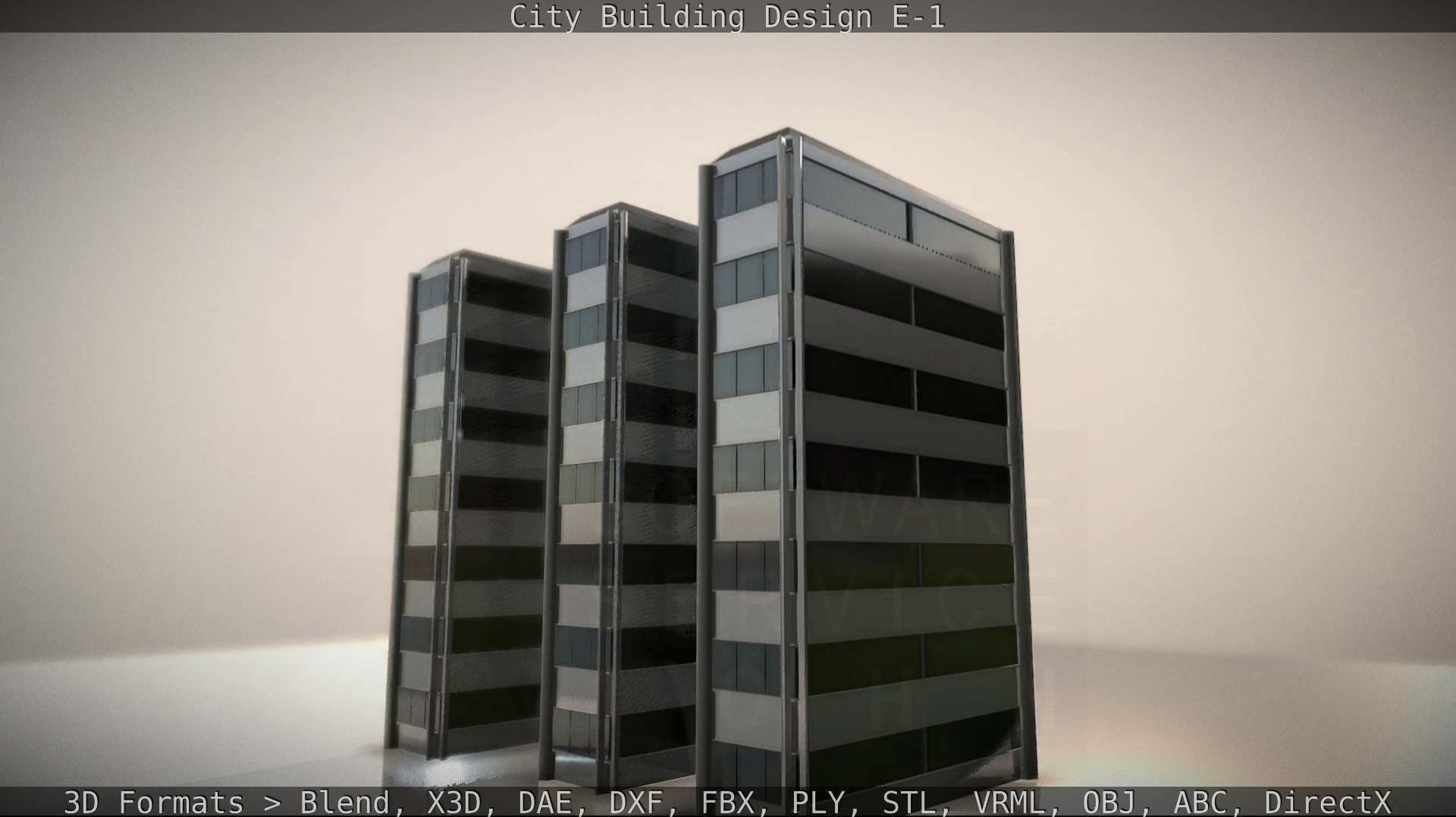 City Building Design E-1 Low-poly 3D model_66