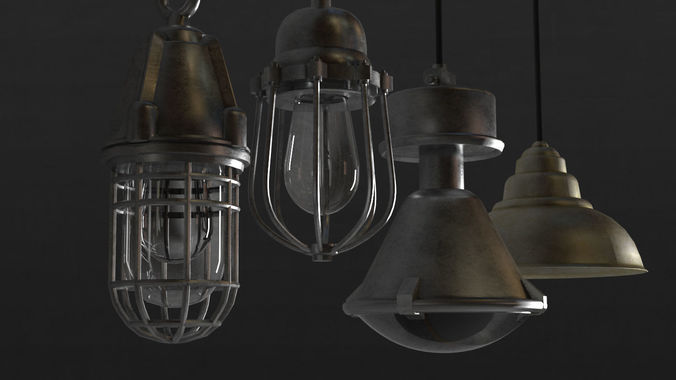 Industrial Factory Lights Low-poly 3D model