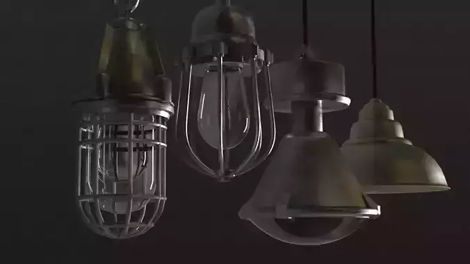 Industrial Factory Lights Low-poly 3D model