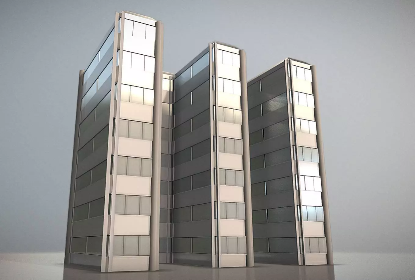 City Building Design E-1-2 Low-poly 3D model_0