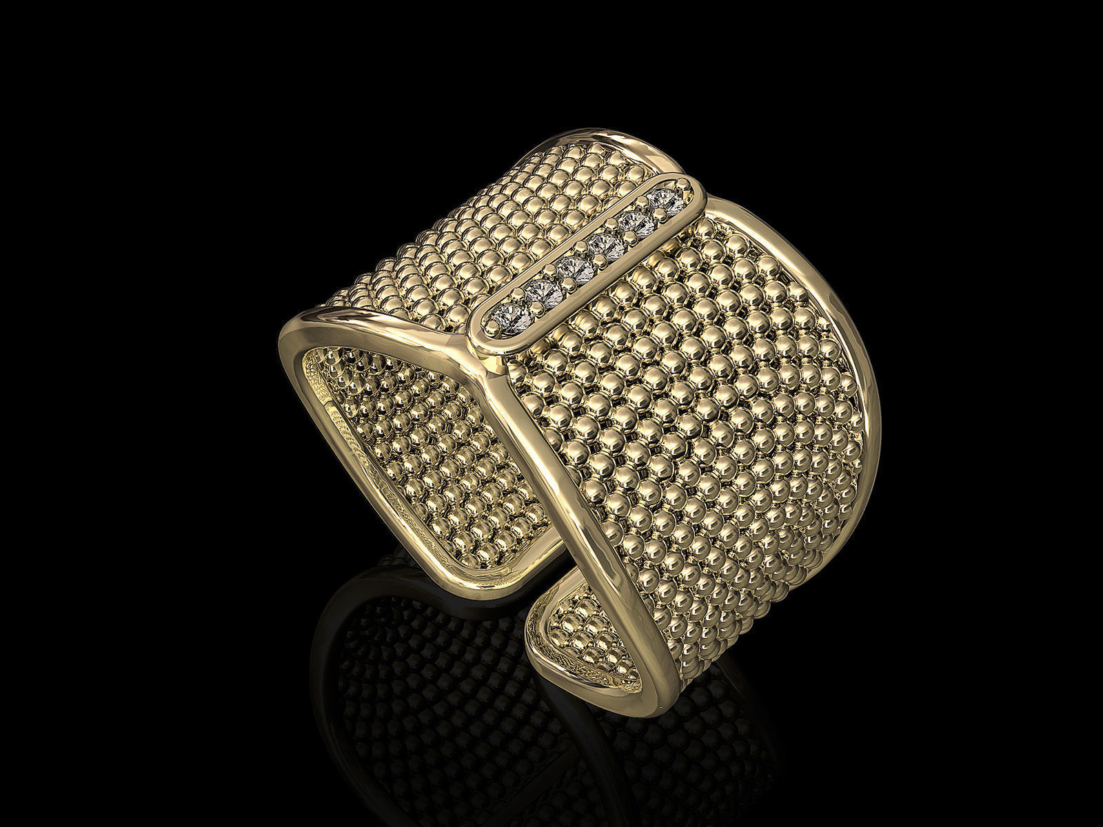 Ring with balls 3D print model_2