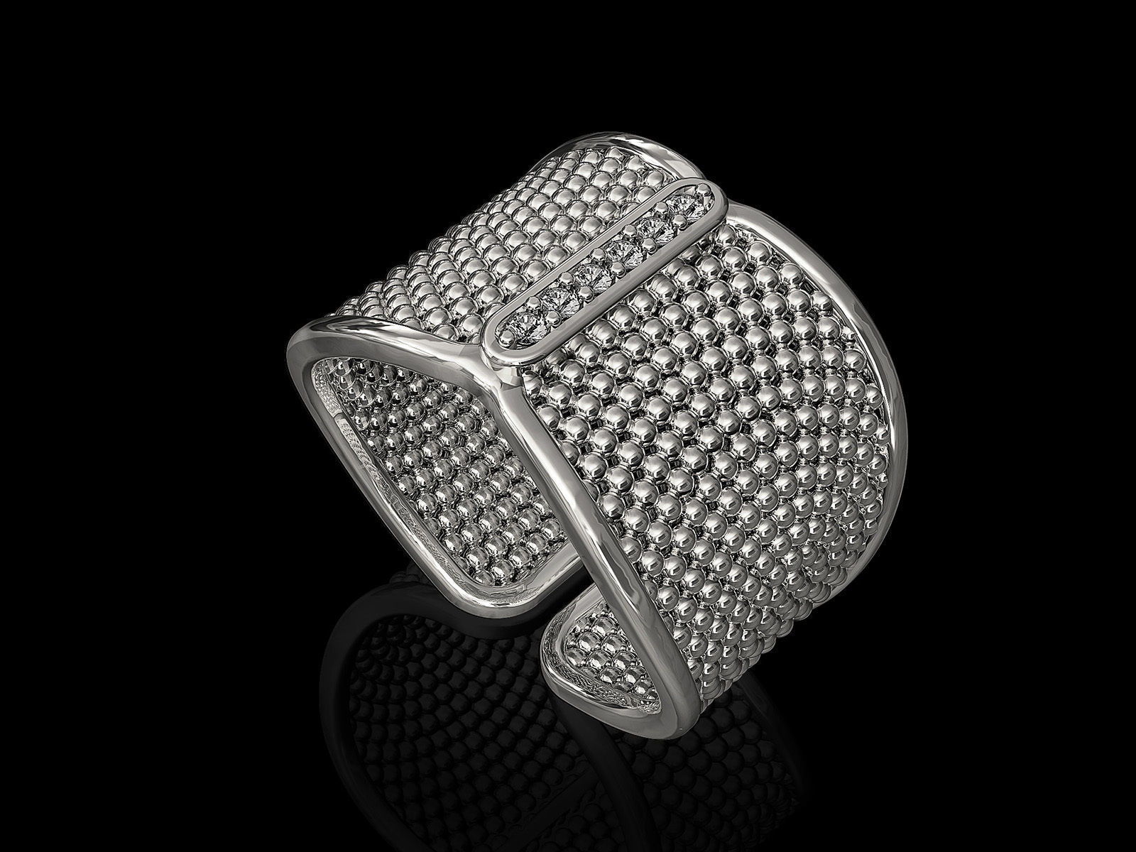 Ring with balls 3D print model_1