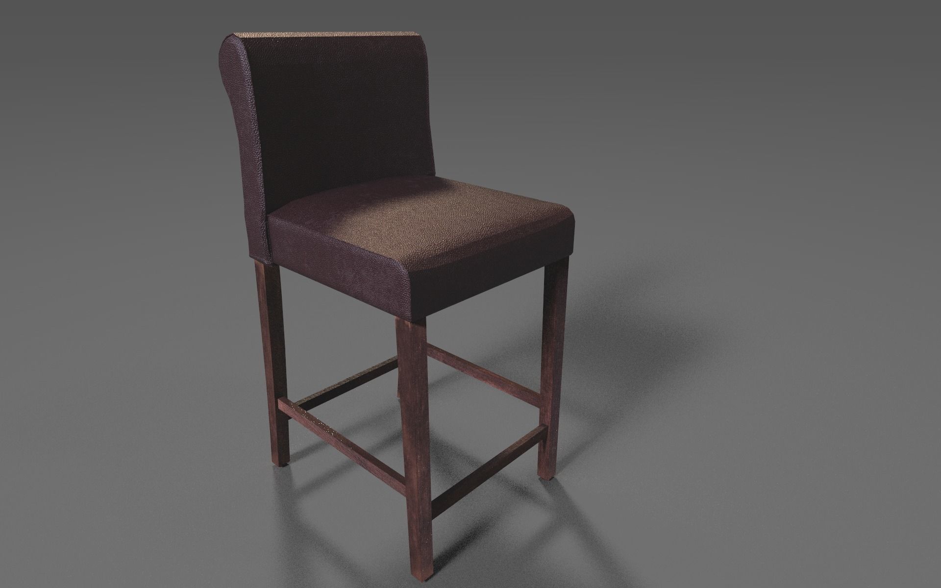 Brown Leather Counter Stools Lowpoly 3D Model  Low-poly 3D model_6