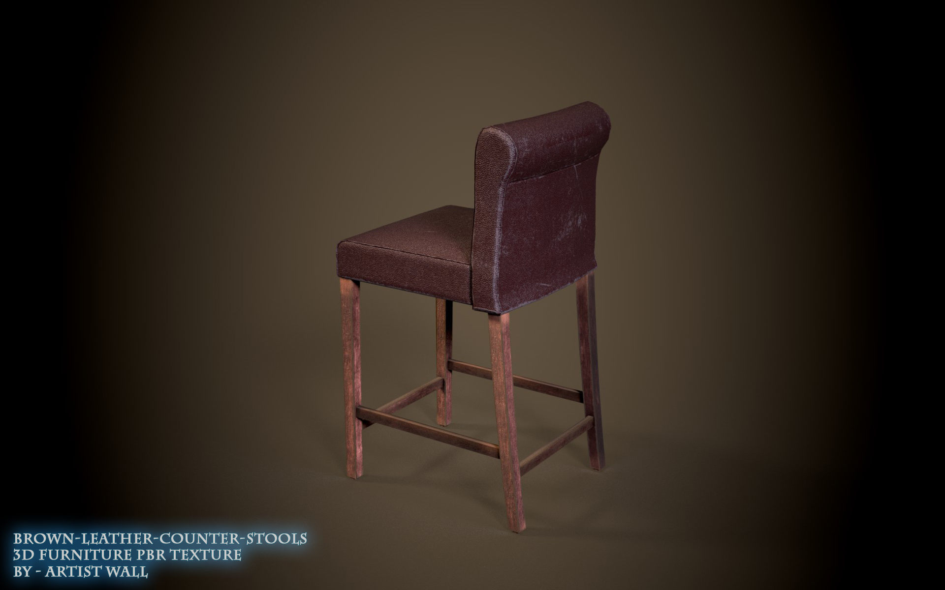 Brown Leather Counter Stools Lowpoly 3D Model  Low-poly 3D model_2