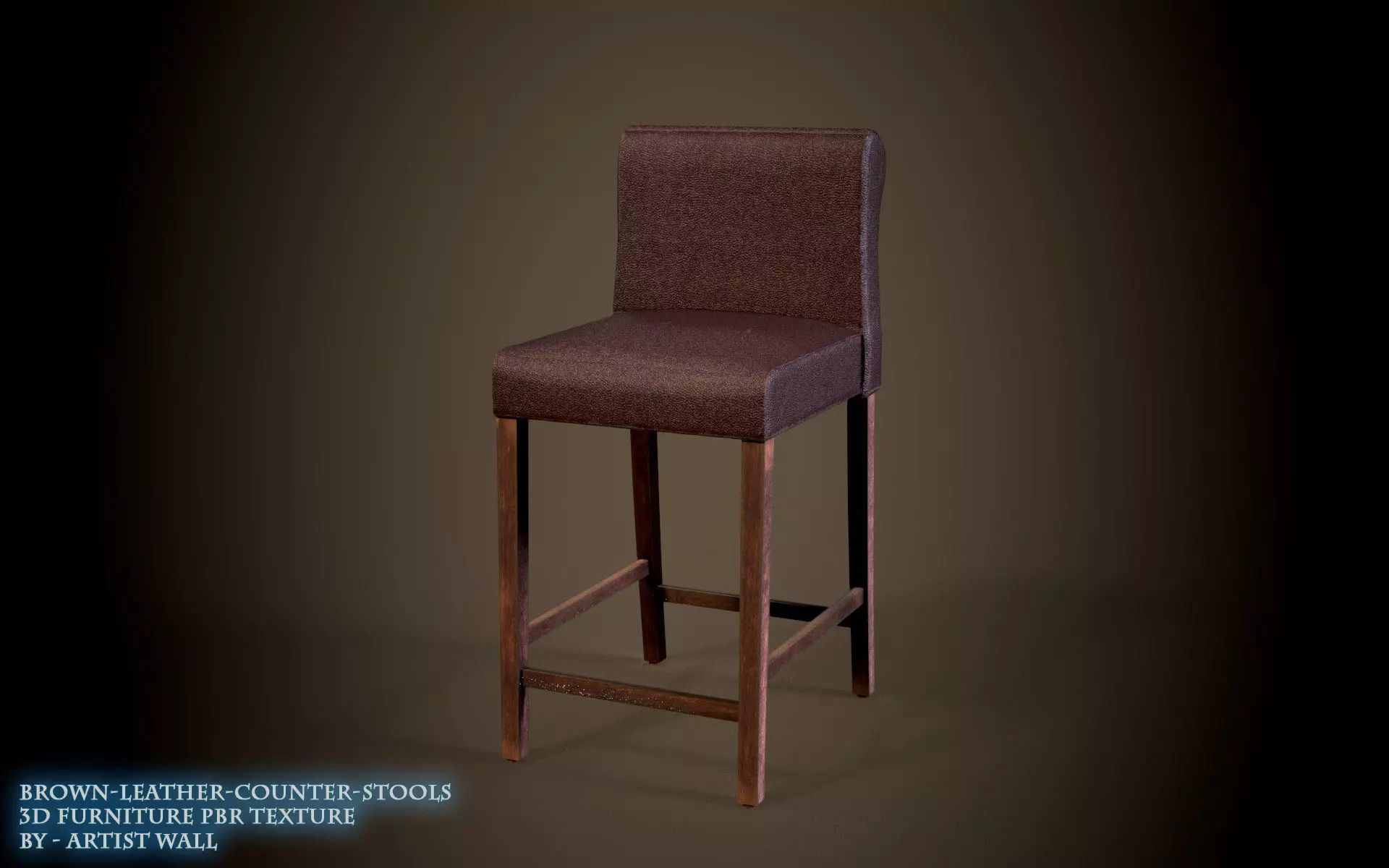 Brown Leather Counter Stools Lowpoly 3D Model  Low-poly 3D model_0