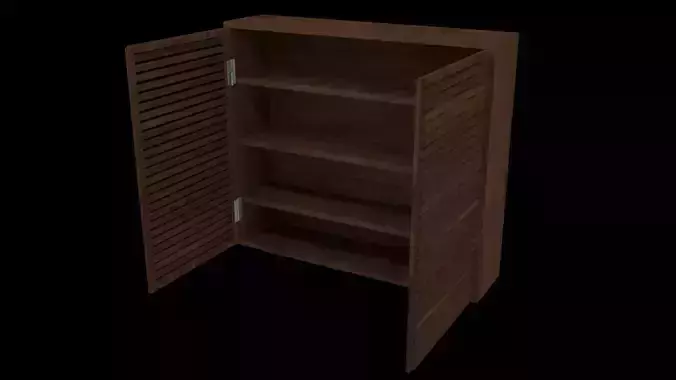 Closet wooden bookcase with slats