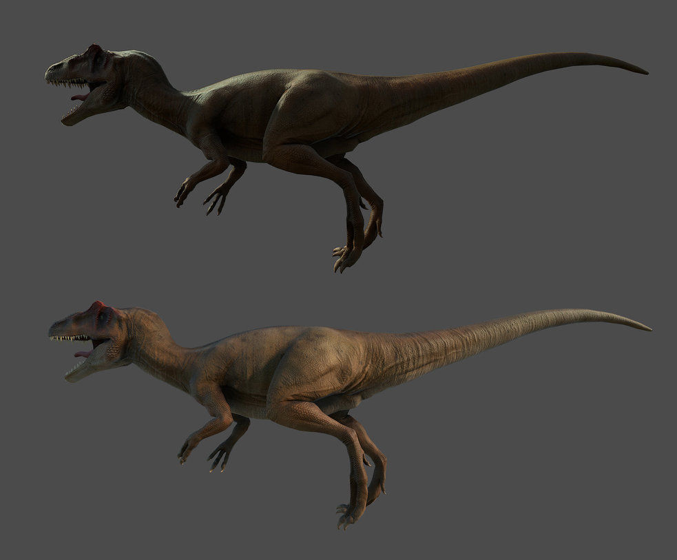 Allosaurus Low Poly 3D Model two t-rex dinosaurs Low-poly 3D model_1