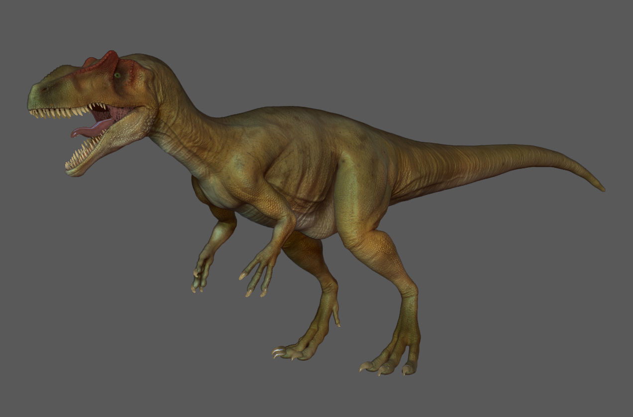 Allosaurus Low Poly 3D Model two t-rex dinosaurs Low-poly 3D model_2