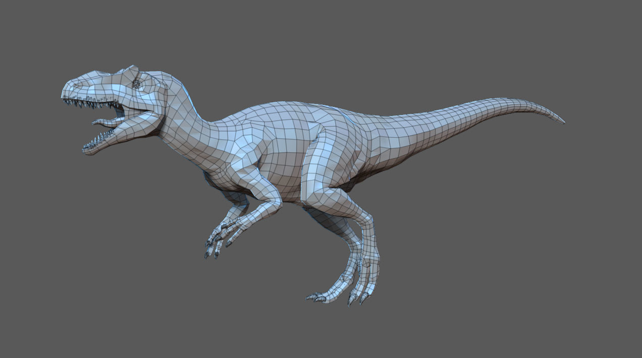 Allosaurus Low Poly 3D Model two t-rex dinosaurs Low-poly 3D model_6