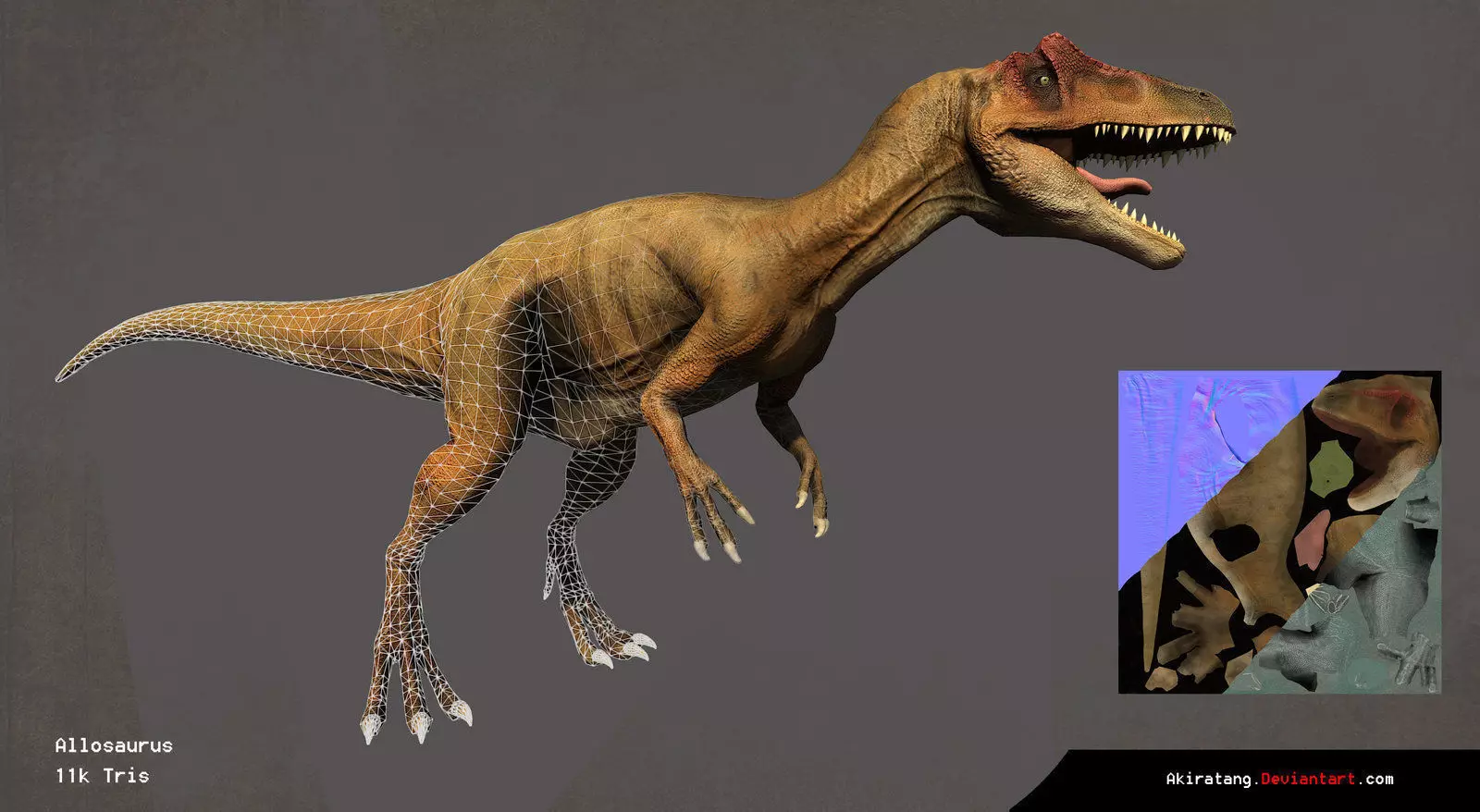 Allosaurus Low Poly 3D Model two t-rex dinosaurs Low-poly 3D model_0