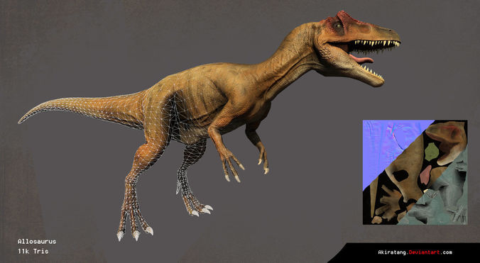Allosaurus Low Poly 3D Model two t-rex dinosaurs Low-poly 3D model