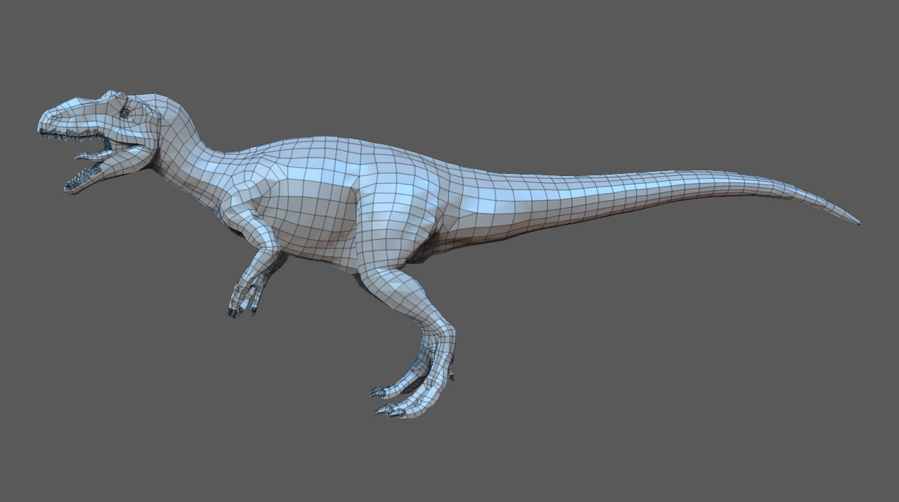 Allosaurus Low Poly 3D Model two t-rex dinosaurs Low-poly 3D model_7